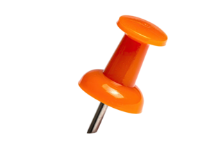 Close-up of an orange pushpin (1)