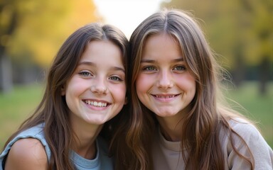 Obraz premium Portrait of two young friends outdoors. High quality