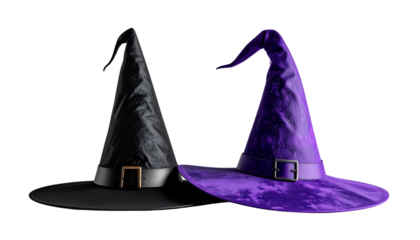 Two witch hat variations isolated on transparent background