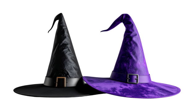 Two witch hat variations isolated on transparent background - Powered by Adobe