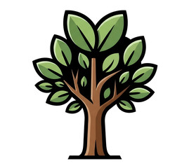 Fototapeta premium Green leaves and branch vector illustration of a tree symbolizing nature, growth, and the spring season