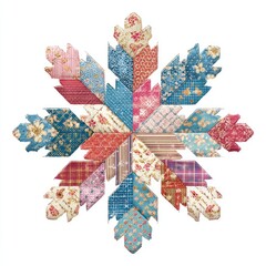 Naklejka premium Colorful patchwork snowflake design
