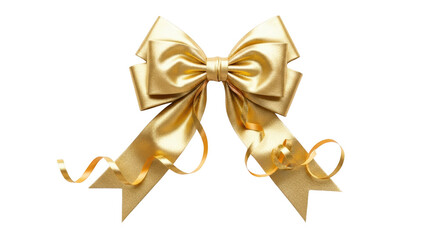 Golden Gift Bow with Ribbons featuring gold ribbon, gift bow, ribbon bow, golden bow, decorative bow