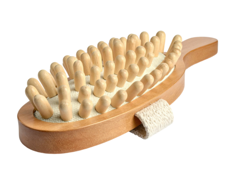 Wooden body brush with textured tips