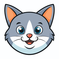 Cute Smiling Cat Face Adobe Illustrator Artwork