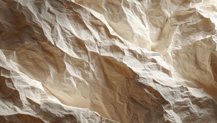 Close-up crumpled beige paper texture