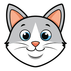 Cute Smiling Cat Face Adobe Illustrator Artwork