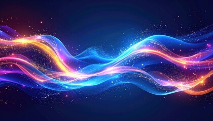 Flowing luminous ribbons, glowing, bright, wavy, colorful