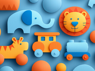 a photograph for Children's Day, with a colorful and playful background, children, toys, colors