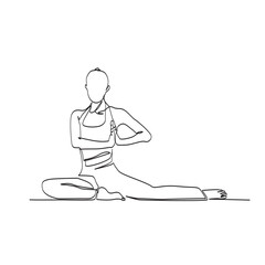 Continuous Line Drawing of a sketch of a woman's yoga pose Sitting Position with One Leg Outstretched.