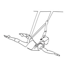 Continuous Line Drawing of a balanced aerial yoga pose sketch