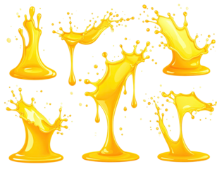 Collection of golden liquid splashes