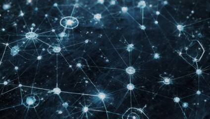 Abstract network pattern of interconnected nodes and lines