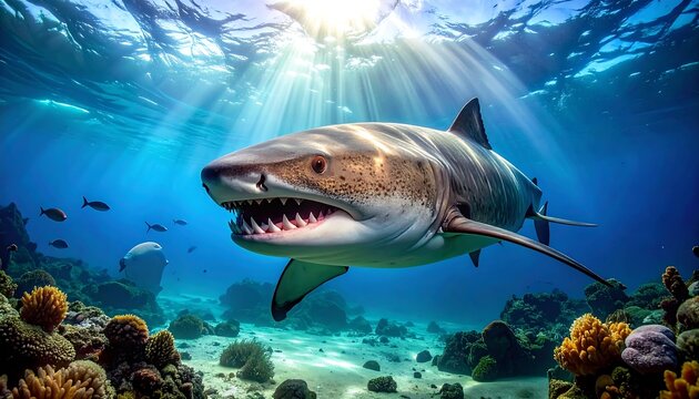 Underwater shark encounter