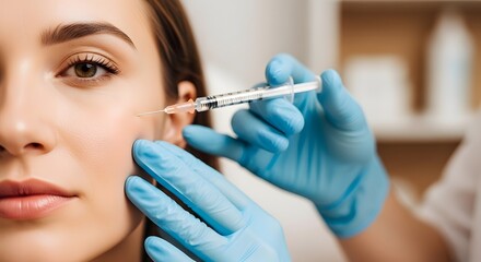 Medical procedure for facial care with injection in a clinic setting for cosmetology and dermatology applications