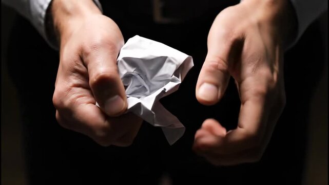 Hands Crumpling Paper - A Visual Metaphor for Rejection and Frustration.