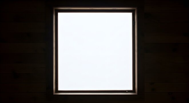 Illuminated rectangular frame against dark background with ample copy space