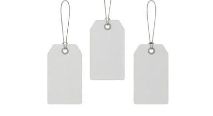 Three Blank White Price Tags Hanging featuring tag, price, blank, white, label high quality professional mockup
