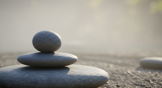 Stacked stones balance in harmony serene zen concept meditation wellness