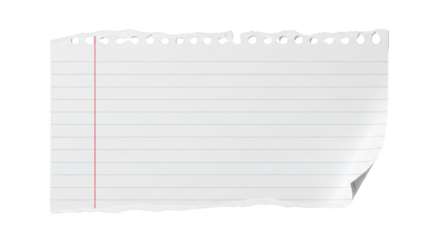 Torn Piece of Lined Notebook Paper featuring paper, notebook, lined, torn, ripped ideal template for branding