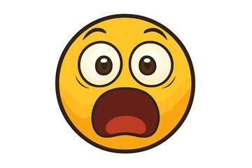 Crazy surprised emoji, shocked smiley face vector. Emoticon icon with wide eyes and open mouth. Wow, omg expression for chat. Astonished, scared, frightened cartoon character.