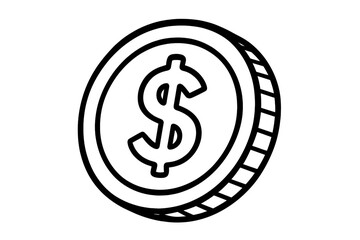 Dollar coin icon in a hand-drawn sketch style. Vector illustration of money, currency, cash. Symbol of finance, economy, wealth. Concept for business, banking, payment, savings.