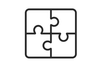 Puzzle icon vector. Jigsaw pieces fitting together. Metaphor for teamwork, collaboration, problem-solving, and business strategy. Concept of connection, solution, and integration.
