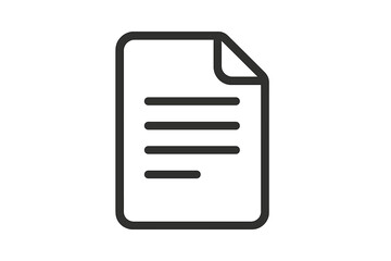 Document file page icon. Paper sheet with text symbol. Linear pictogram for office, business, contract or report. Simple outline graphic element for web or mobile app UI.