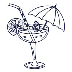Vector art of cocktail with umbrella