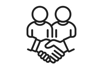 Handshake icon. Partnership and business agreement concept. Symbol of a successful deal, cooperation and collaboration. Teamwork and communication. Vector line art illustration.