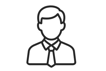 User icon for business profile. Male avatar placeholder. Businessman silhouette. People symbol. Person head icon. Employee sign. Member, client, customer. Vector illustration.