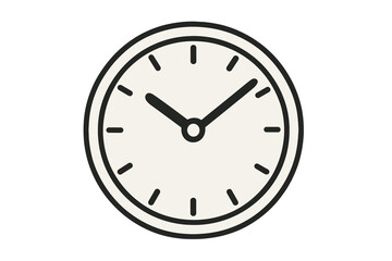 Simple clock icon in a linear style. Time concept vector illustration. Minimalist line art of a wall clock. Watch symbol for schedule, deadline, and time management concept.