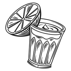 Vector art of glass of juice with lemon piece