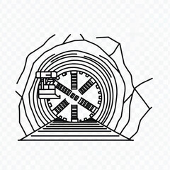 Tunnel Boring Machine Illustration Underground Construction Engineering Design.