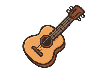 Acoustic guitar vector icon. Music instrument symbol for folk, country, pop, or blues. Cartoon illustration of a classical musical object for a concert or lesson.