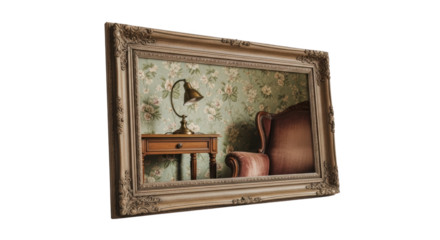 Vintage Room Scene Inside Ornate Frame featuring frame, ornate, vintage, room, interior high quality professional mockup