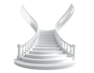 Elegant, symmetrical white staircase