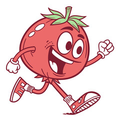 Vector art of running tomato cartoon character