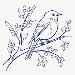 Vector art of small bird on a branch
