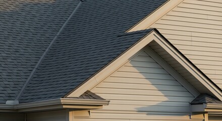 Architectural detail of modern residential roof with siding design for real estate and construction concepts