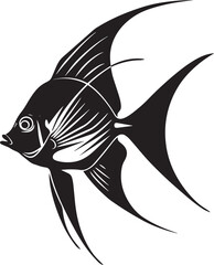 Fototapeta premium A black and white illustration of a fish with long, pointed fins against a plain background.