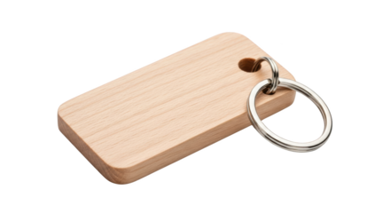 Wooden Keyring with Metal Ring featuring keyring, key, wood, wooden, blank isolated on clean white background