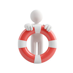 Person holding lifebuoy on transparent background