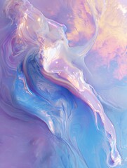 Naklejka premium Colorful Abstract Swirl Blending Shades of Pink, Purple, and Blue With Smooth Textures and Fluid Patterns in a Dreamlike Design