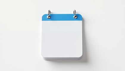 Blank white pages with blue header attached by silver rings image