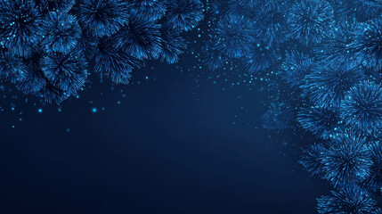 Vibrant fireworks bursting over deep navy sky with space for greeting text