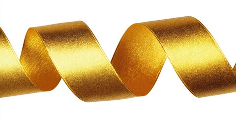 Gold ribbon coiled in a spiral shape against a white background