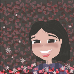 Ni&ntilde;a con fondo de flores