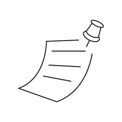Reminder Note with Pushpin Icon, Sticky Note Pinned Symbol, Linear Vector..eps