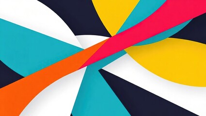 Colorful Abstract Composition with Overlapping Shapes and Lines.